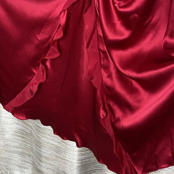 Dina Bar-El 100% Silk Red Ruffled Dress A-line Spaghetti Strap Side Zip Medium - Picture 7 of 9